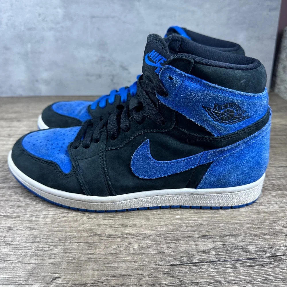 Nike~Men's~Air Jordan 1 Retro OG High Royal Reimagined Suede Sneakers~Size 8